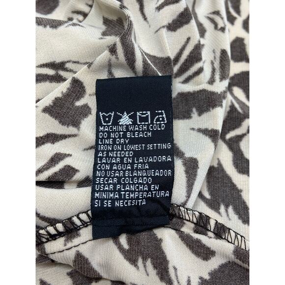 Perceptions Abstract Short‎ Cap Sleeve Midi A-Line Dress Beige Women's Size 12 - Picture 7 of 10